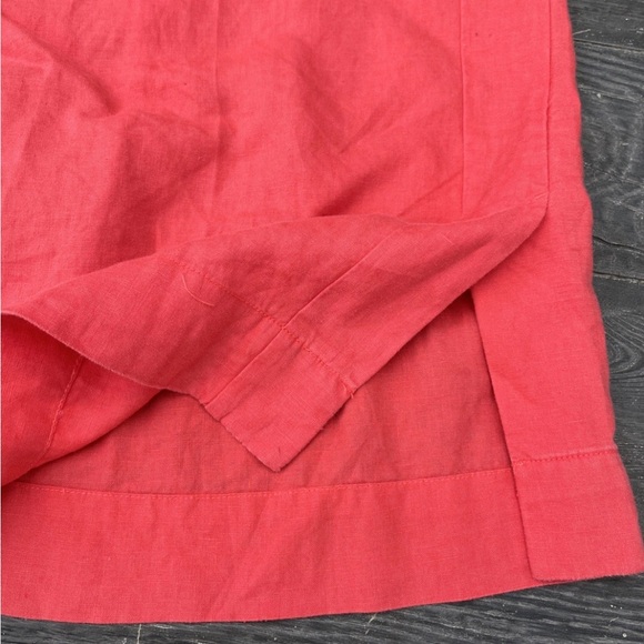 Athleta Playa Linen Wide Leg Crop Pants Passionfruit Coral Zip Pocket Womens 6 - Picture 2 of 8